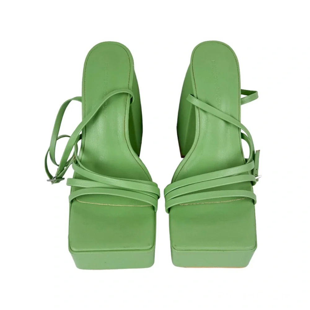 Princess Polly La Belle Platform Heels Green Sz 6 Strappy